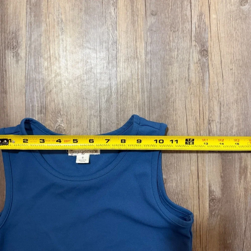 KnitWorks Tank Top Girls 8 Navy Blue Sleeveless‎ Stretch Round Neck Pullover